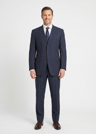 Canali Men's Navy Pinstriped 100% 3-Button Wool Suit 48L