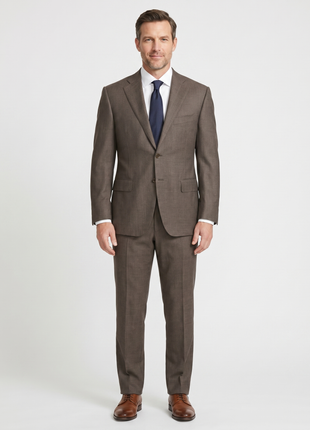 Canali Men's Heathered Brown 100% Wool 2 Button Suit 38S