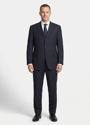 Canali Men's Navy Pinstriped 100% Wool 3-Button Suit 48L