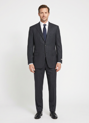 Canali Men's Charcoal Pinstriped 100% Wool Suit 46L