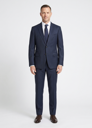 Z Zegna Navy Tonal Striped Wool Mohair Suit 42R