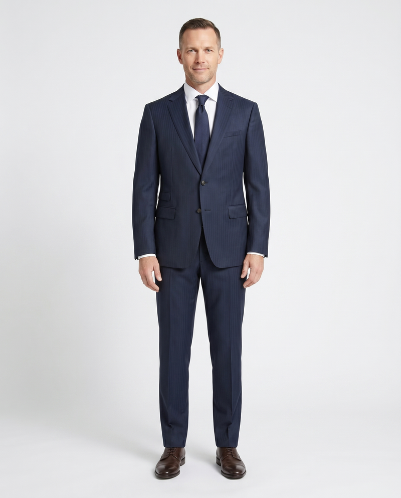 Z Zegna Navy Tonal Striped Wool Mohair Suit 42R – The Suit Depot