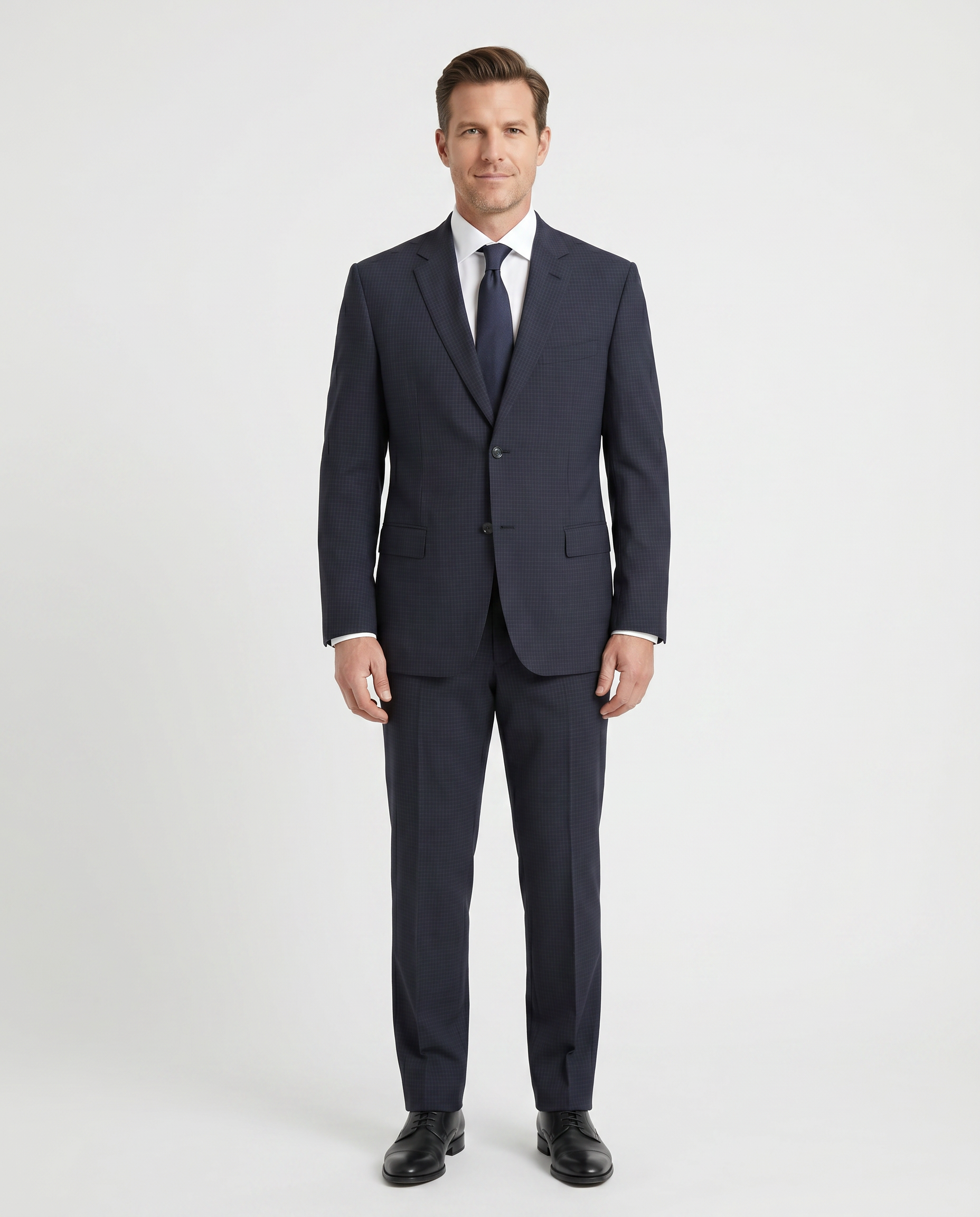 Brioni Navy Check 100% Wool Suit 42R – The Suit Depot