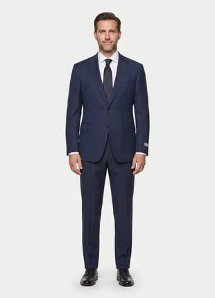 Canali Blue Woven Pattern 100% Wool Suit 40R