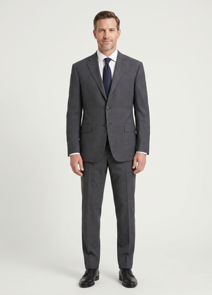 Canali Charcoal Micro Check 100% Wool Suit 40R
