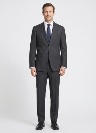 Canali Charcoal Pinstripe 100% Wool Suit 40R
