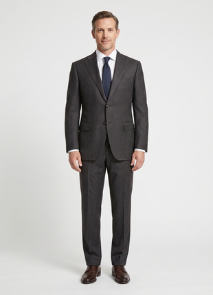 Canali Charcoal Pinstripe 100% Wool Suit 38R