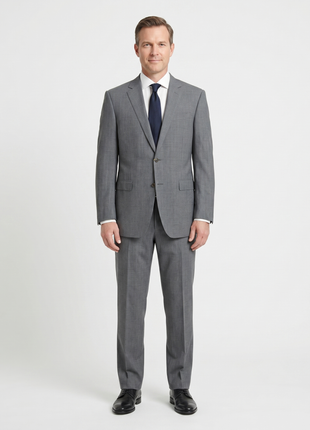Canali Gray Pinstriped 100% Wool Suit 44L