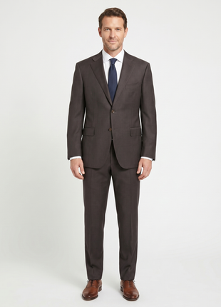 Canali Brown Micro Check 100% Wool Suit 44R