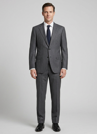 Canali Dark Gray Pinstriped 100% Wool Suit 40R