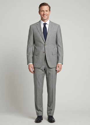 Canali Light Gray Pinstripe Wool Blend Suit 38R
