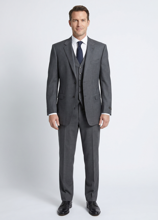 Canali Dark Gray 3-piece Pinstriped 100% Wool Suit 46XL