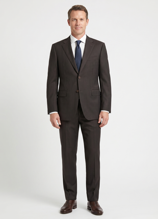 Canali Brown Pinstriped 100% Wool Suit 40L