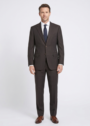 Canali Brown Pinstriped 100% Wool Suit 50L