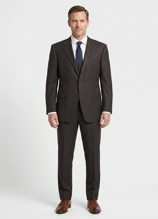 Canali Brown Pinstriped 100% Wool Suit 48L