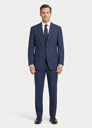 Canali Blue Pinstriped 100% Wool Suit 48R