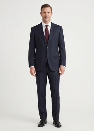 Canali Men's Solid Navy Modern Fit 100% Wool Suit 46R