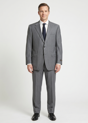 Canali Gray Pinstriped Fully-Canvassed 100% Wool Suit 50L