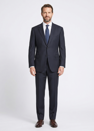 Canali Navy Pinstriped Fully-Canvassed Wool-Silk Suit 50L