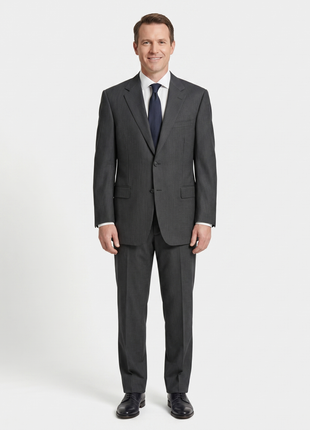 Canali Charcoal Pinstriped 100% Wool Suit 44L