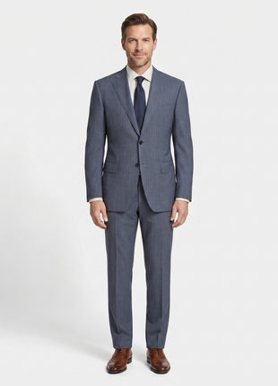 Canali Blue Pinstriped 100% Wool Suit 38R