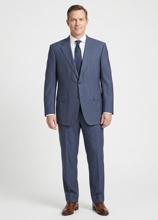 Canali Blue Tonal Pinstriped 100% Wool Suit 48L