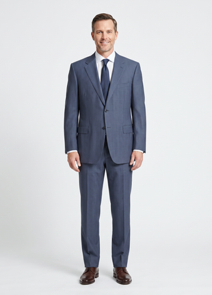 Canali Blue Tonal Pinstriped 100% Wool Suit 48L
