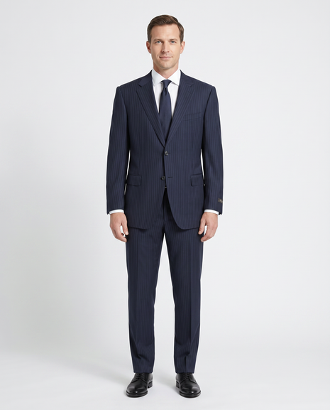 Canali Navy Pinstriped 100% Wool 2 Button Suit 50L – The Suit Depot