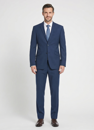 Raphael Solid Blue Notch Lapel Slim Fit Stretch Two Button Suit