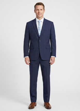 Raphael Marine Blue Windowpane Check Classic Fit Two Button Suit