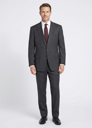 Canali Solid Charcoal 100% Wool 2 Button Suit 46L