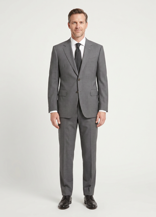 Canali Solid Gray 100% Wool Suit 48R
