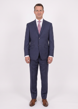Ideal Slim Fit Solid Blue Two Button Wool Suit