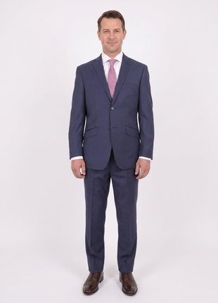 Ideal Slim Fit Solid Blue Two Button Wool Suit