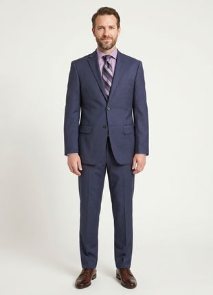 Mens Extra Slim Fit Blue Textured Two Button Wool Suit - The Suit Depot