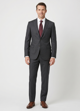 Armani Collezioni M-Line Charcoal Grey Pinstriped Notch Lapel