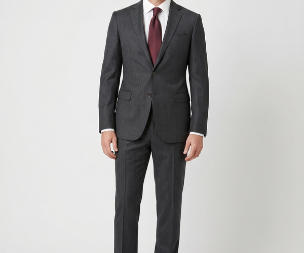 Armani Collezioni M-Line Charcoal Grey Pinstriped Notch Lapel