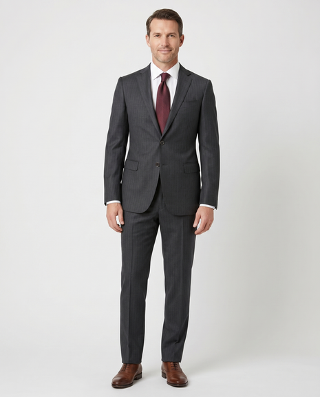 Armani Collezioni M-Line Charcoal Grey Pinstriped Notch Lapel