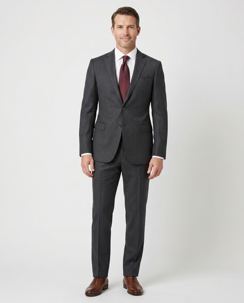 Armani Collezioni M-Line Charcoal Grey Pinstriped Notch Lapel