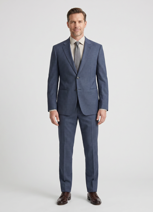 Emporio Armani Blue Mini Check G-Line Slim Fit Notch Lapel 2 Button Wool Suit 44R