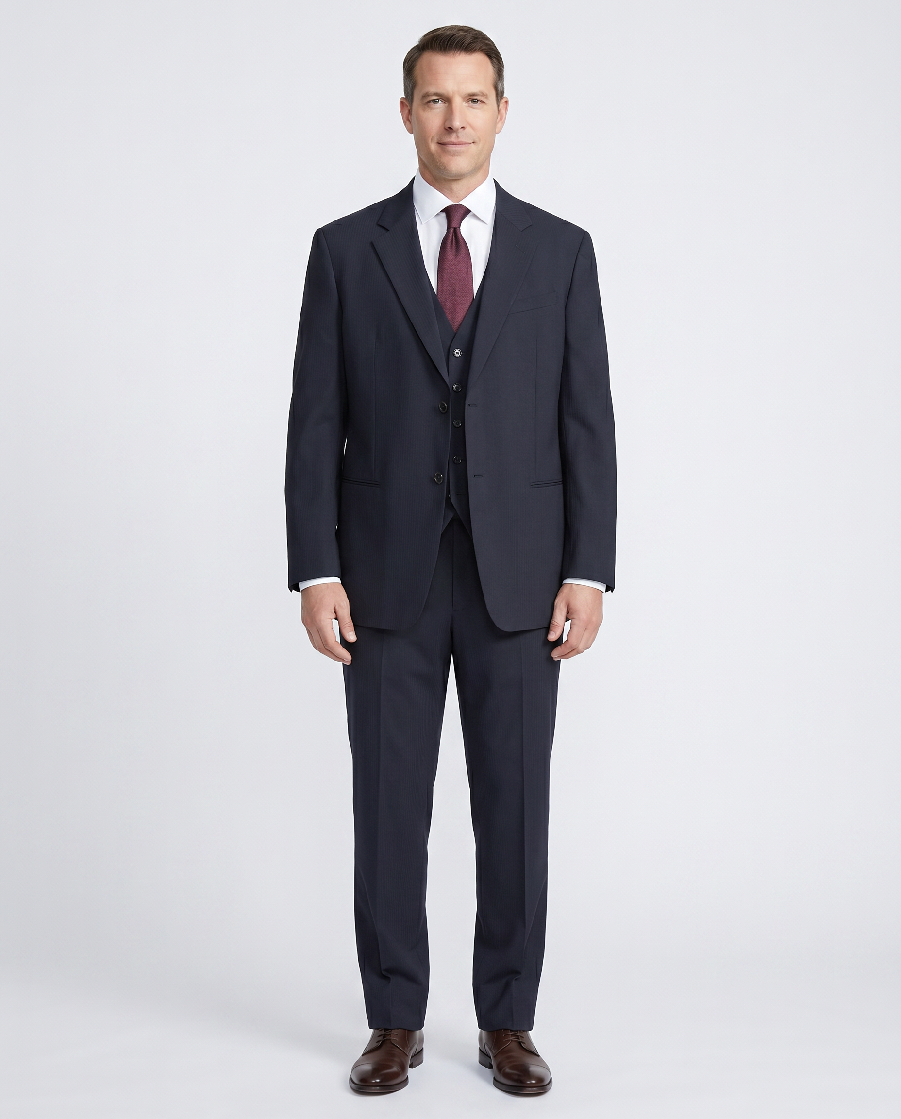 【美品】ARMANI COLLEZIONI スーツ ネイビー Mサイズ Armani Collezioni Navy Tonal Pinstriped Notch Lapel 3-Piece wool