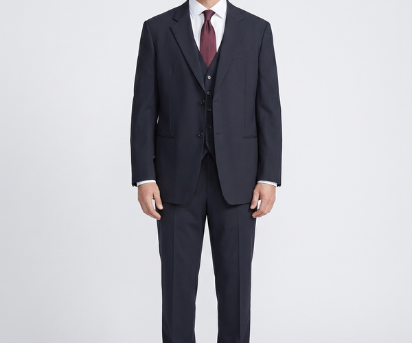 Armani Collezioni Navy Tonal Pinstriped Notch Lapel 3-Piece wool