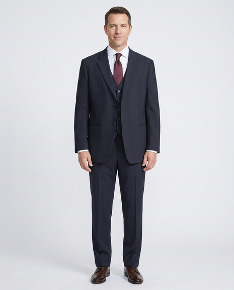 Armani Collezioni Navy Tonal Pinstriped Notch Lapel 3-Piece wool