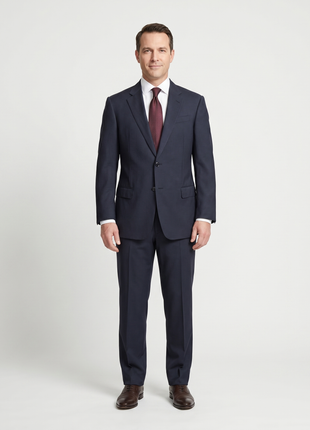 Armani Collezioni Navy Blue Pinstripe Slim Fit Two-Button Notch Lapel Wool Suit 38S