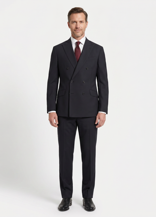 Armani Collezioni Sartorial Deco Black Slim Fit Double-Breasted Peak Lapel Wool Suit 42R