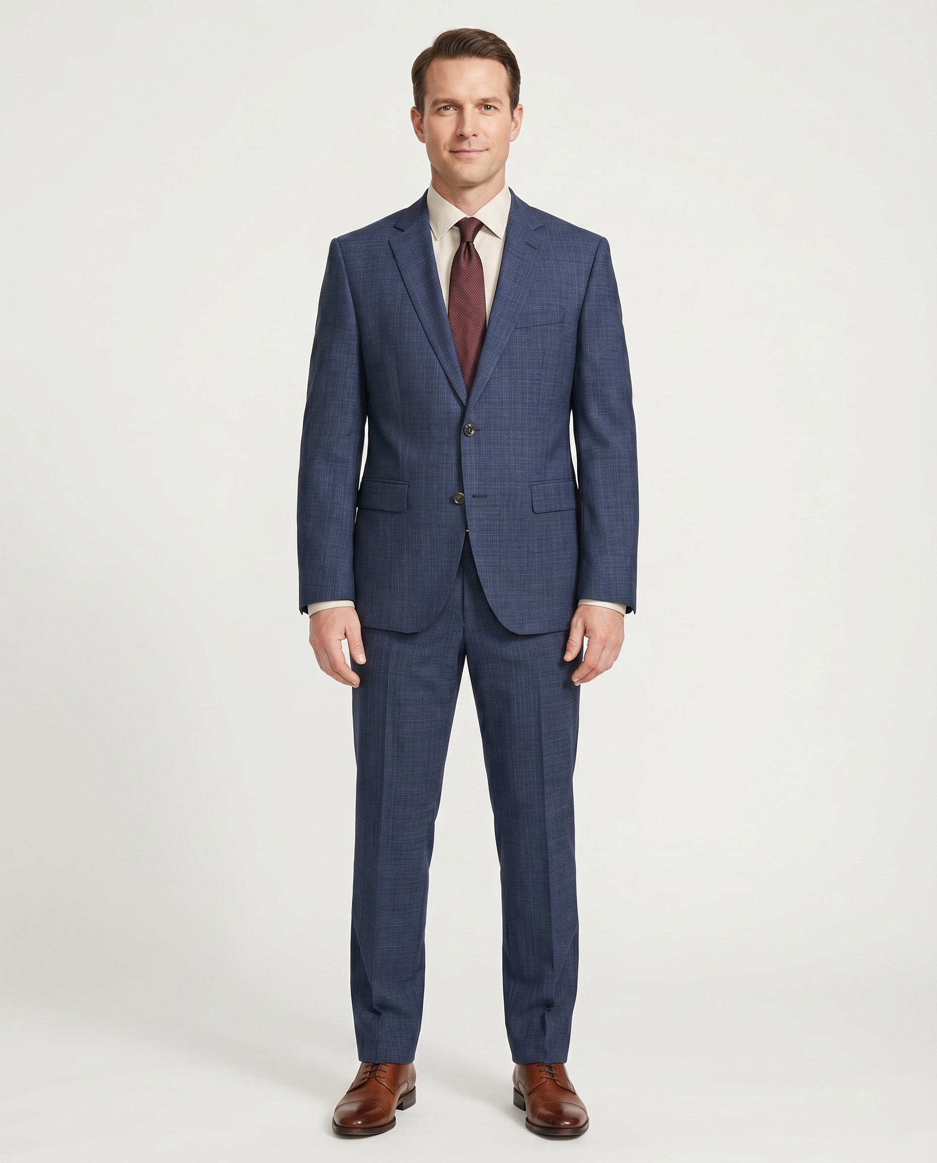 Hugo Boss Super 130 Drago Blue Check Wool Notch Lapel Two-Button Suit 44R Hugo Boss Super 130 Drago Blue Check Wool Notch Lapel Two-Button Suit 44R