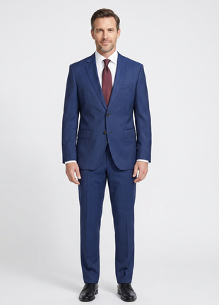 Hugo Boss Blue Pinstripe Notch Lapel Two-Button Stretch Wool Suit 38R