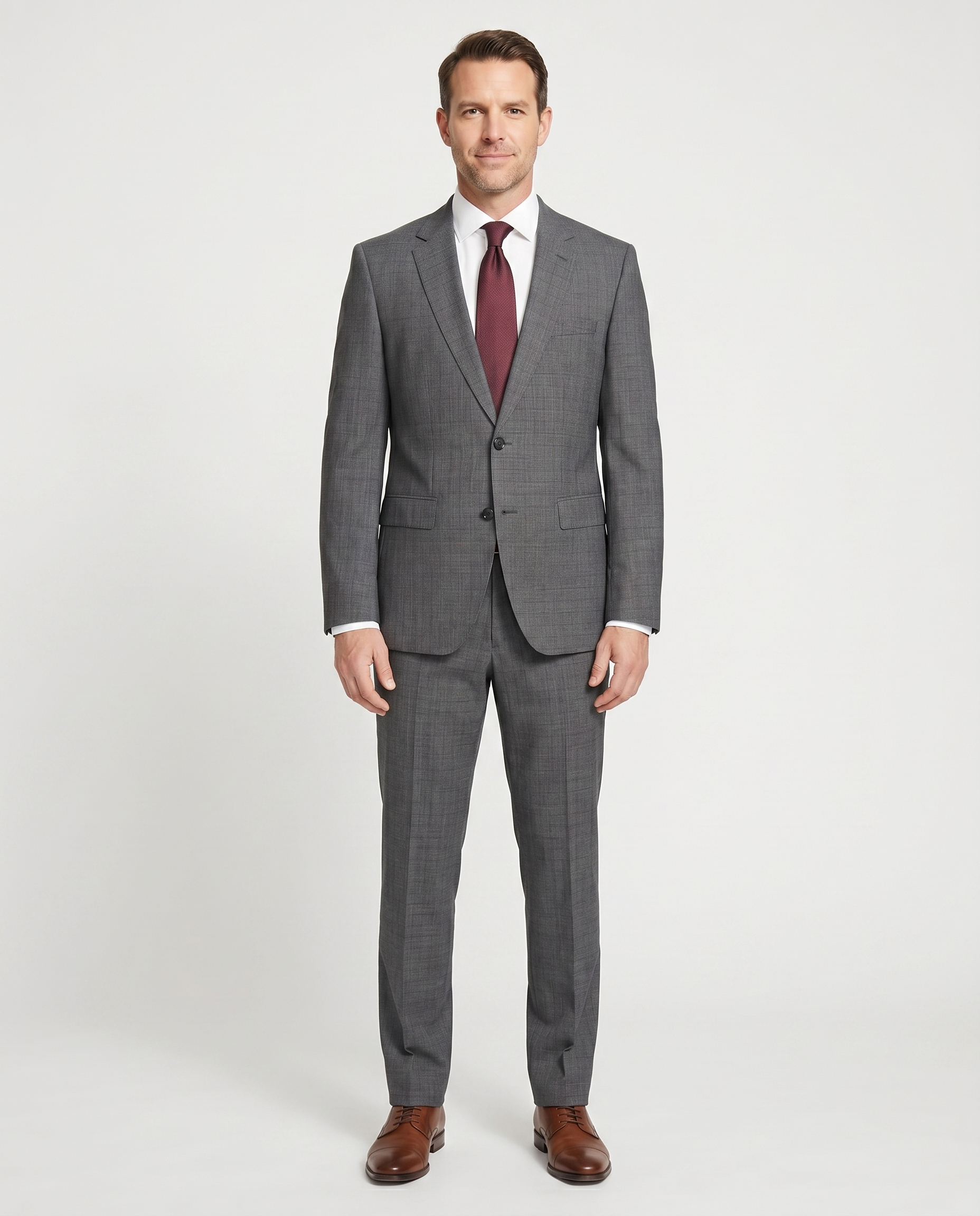 Hugo Boss Marlane Biella Glen Plaid Gray Regular Fit Wool 2-Button
