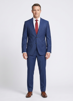 Hugo Boss Blue Pinstripe Notch Lapel Two-Button Stretch Wool Suit 38S
