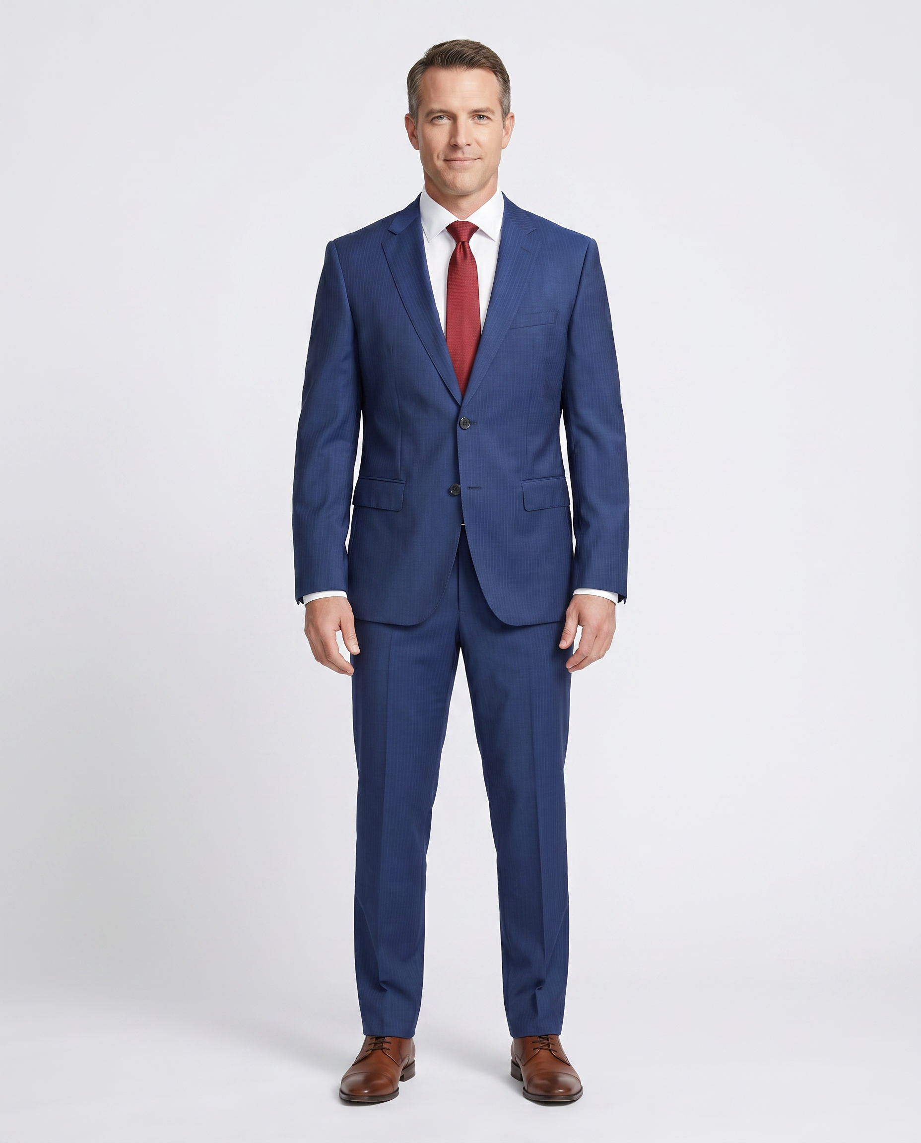 Hugo Boss Blue Pinstripe Notch Lapel Two-Button Stretch Wool Suit Hugo Boss Blue Pinstripe Notch Lapel Two-Button Stretch Wool Suit